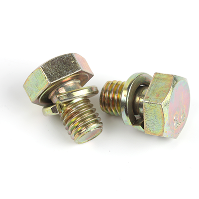 工業(yè)熊碳鋼8.8級(jí)彩鋅定制帶彈墊的六角頭螺栓(彈墊70#鋼)定制D10128